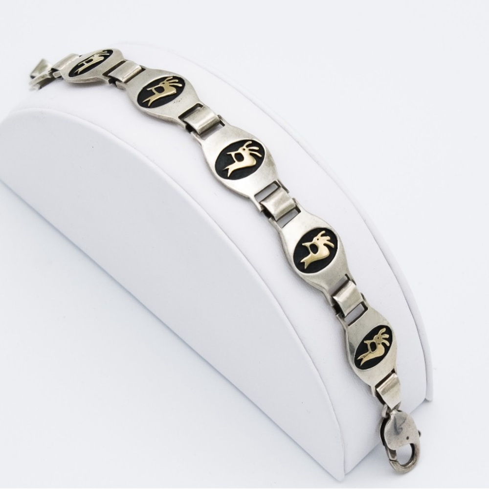 14 K Gold & Sterling Kokopelli Bracelet, Native American